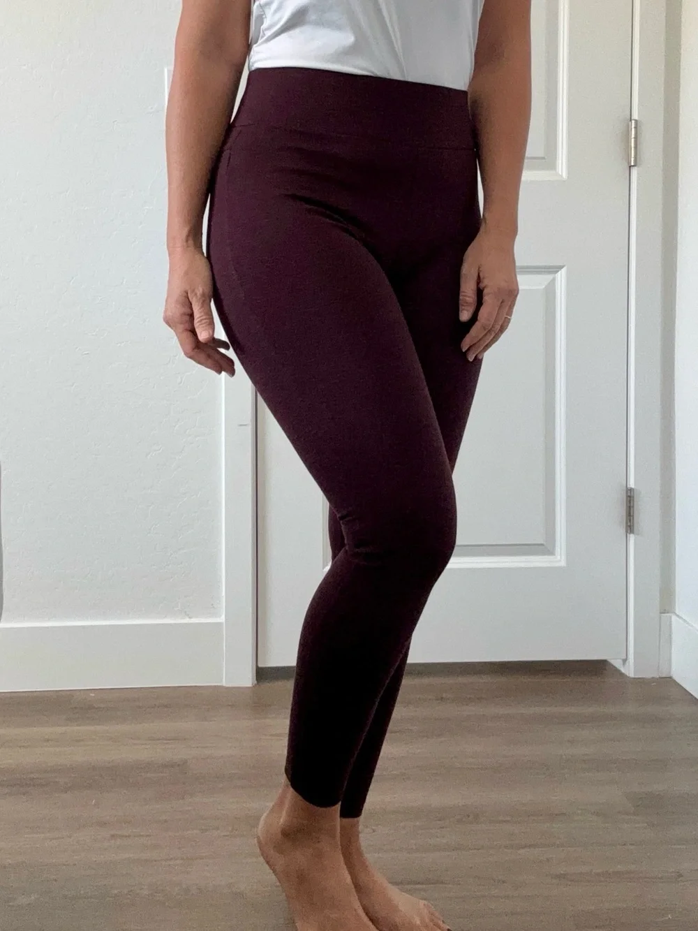 Matty M Control Top High-Waist Plum Maroon Leggings